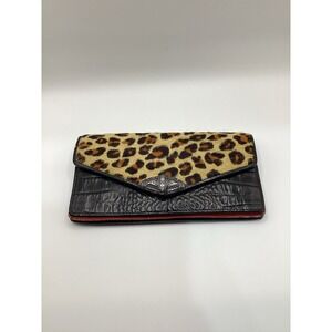 Brighton Cheetah Bellissimo Crossbody Wallet Croc-Embossed Leather Calf Hair
